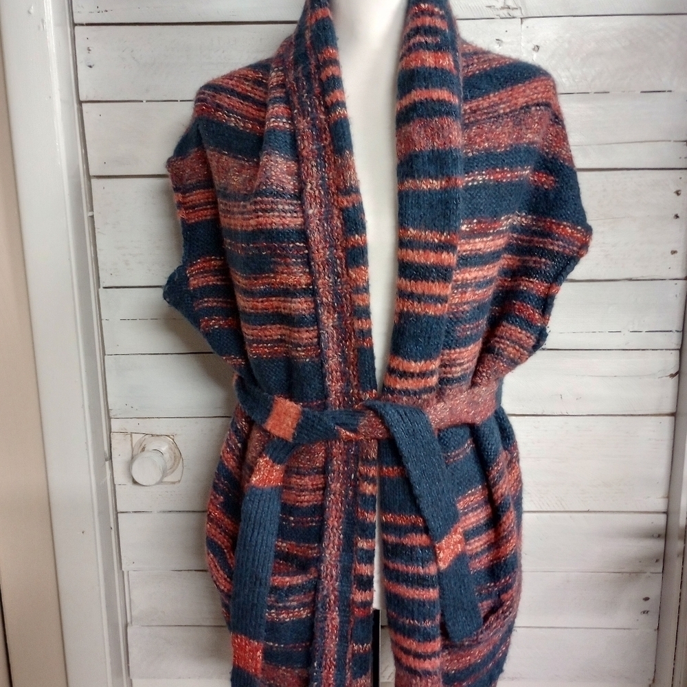 Urban Outfitters Wool Blend Sleeveless Sweater Open Front Cardigan XS Oversized